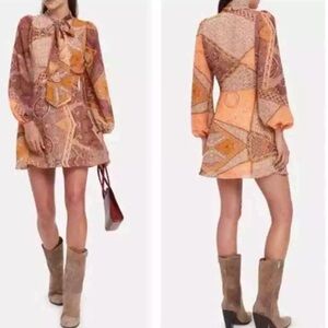 Divine Heritage Tie Neck BoHo Dress